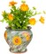 9 Inch Ceramic Hand Painted Succulent Flower Pots (Green & Orange)